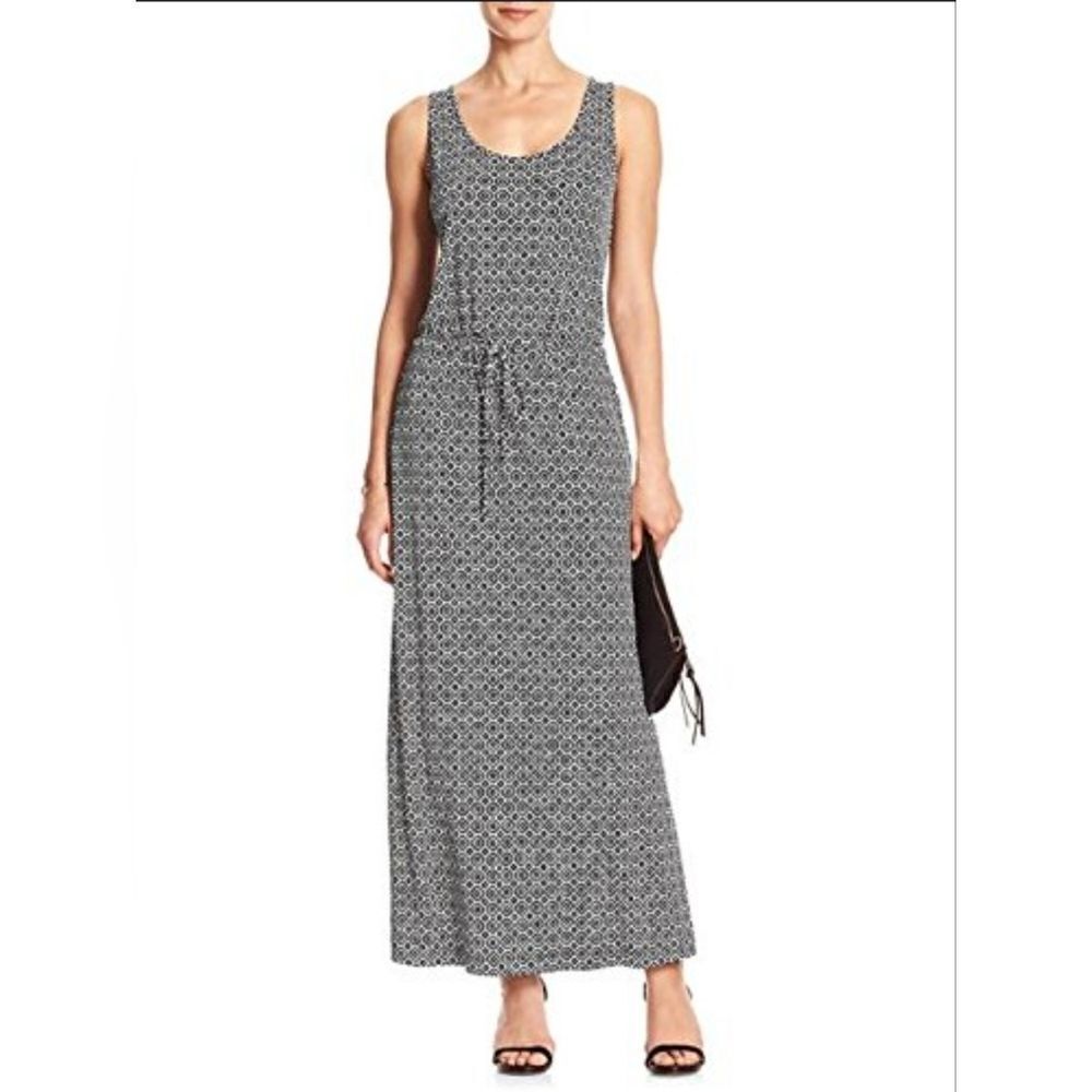 BANANA REPUBLIC Black White Printed Sleeveless‎ Maxi Dress - Size Medium